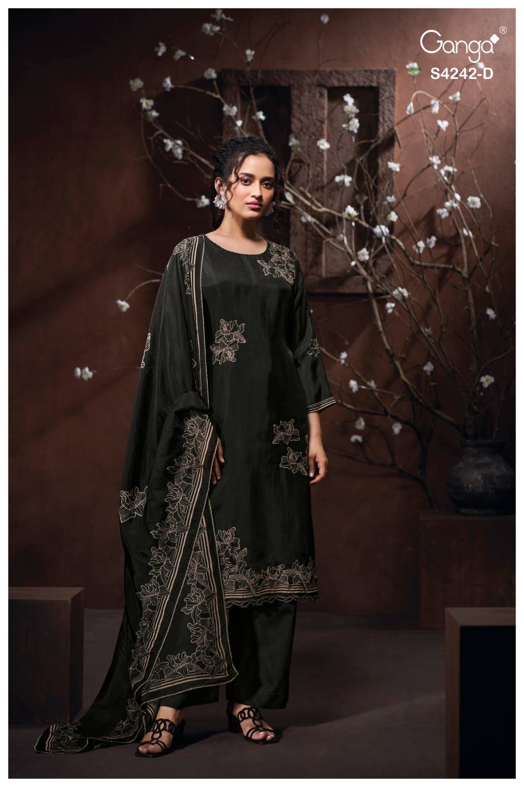 KYNAA 4242 Series By GANGA FASHION Stylish Beautiful Colourful PURE SILK Dresses At Wholesale Price
